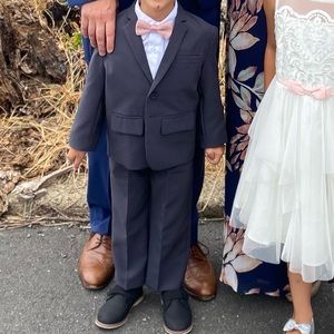 Toddler boys’ Charcoal gray suit with white shirt. Worn once in a wedding.